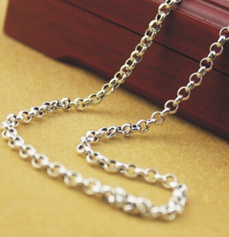 3MM Thickness 925 Sterling Silver Circled Necklace Chain For Sale